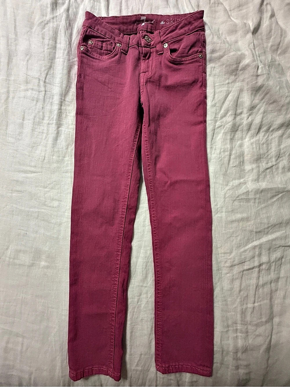 Girls 7 For All Mankind The Skinny Jeans in Dark Pink Size 8